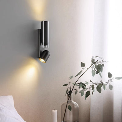 Moderne minimalistische drehbare Zylinder Metall Glas 2-Licht Wandleuchte Lampe für Schlafzimmer 