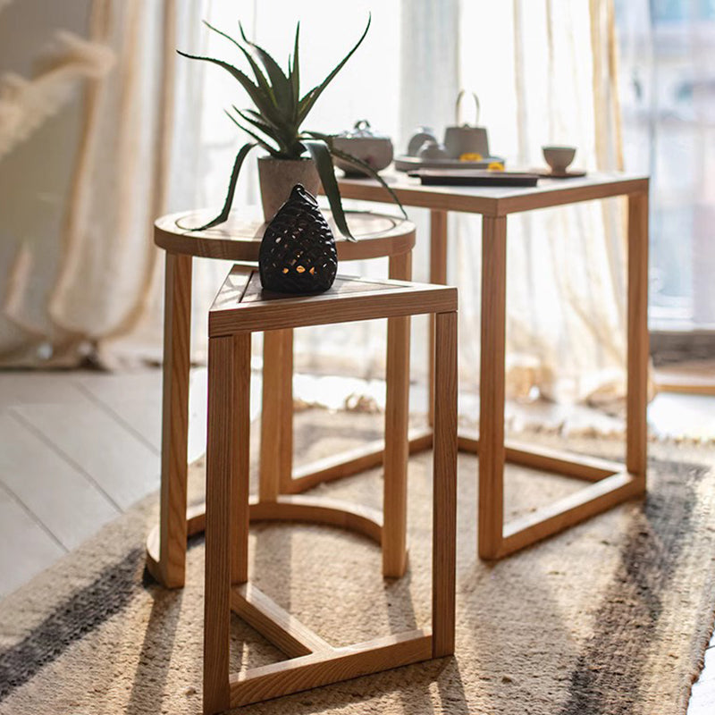 Moderne Einfachheit Runder Dreieckiger Quadratischer Holz-Beistelltisch für das Wohnzimmer 