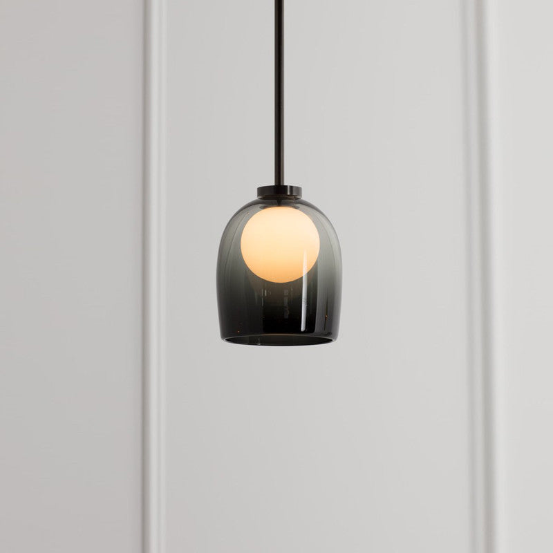 Lámpara colgante de vidrio cilíndrico minimalista moderna de 1 luz para sala de estar 