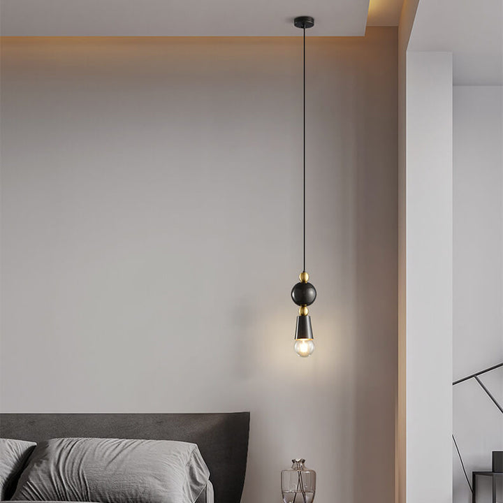 Modern Minimalist Geometric Column Glass Brass 1-Light Pendant Light for Living Room