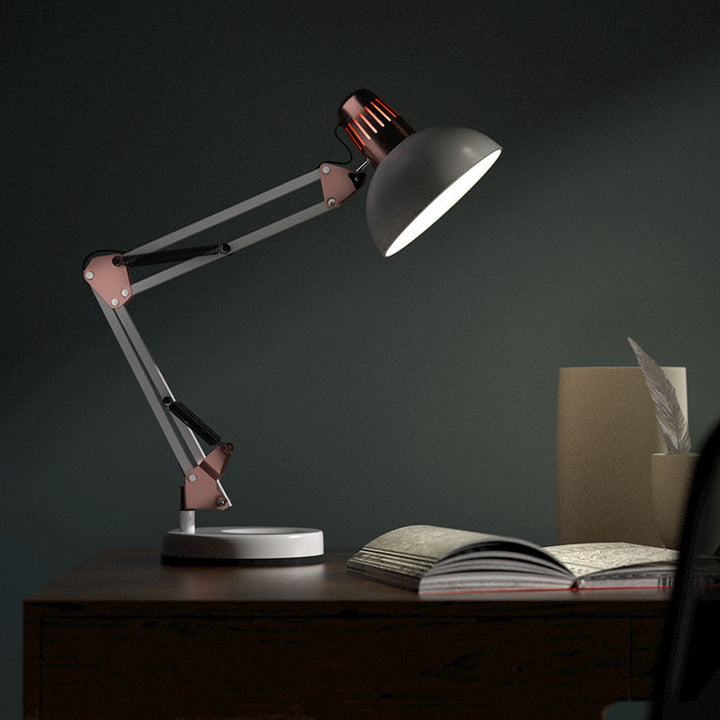 Lampe de table moderne minimaliste pliable demi-ronde en métal à 1 lumière pour chambre à coucher 