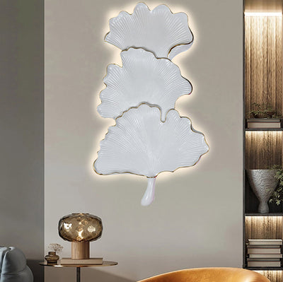 Applique murale LED en résine à feuille de ginkgo nordique contemporaine pour salon 