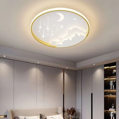 Plafonnier LED en fer météore lune ronde minimaliste moderne pour chambre à coucher 