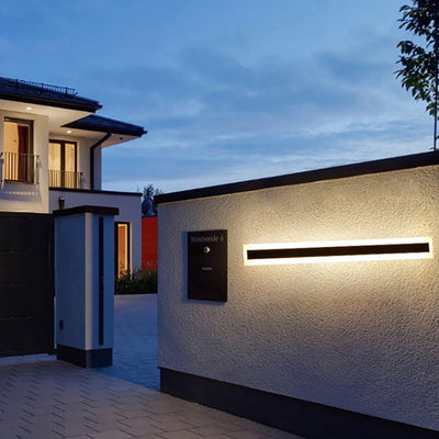 Applique murale LED en aluminium acrylique rectangulaire longue et minimaliste moderne pour jardin 
