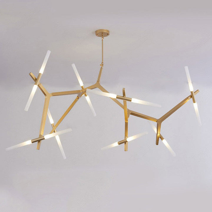 Lustre moderne minimaliste en alliage dendritique fer acrylique 10/16 lumières pour salon 