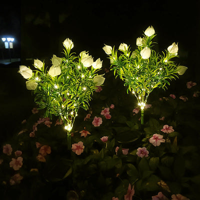 مصباح حديقة LED شمسي مقاوم للماء بتصميم إبداعي معاصر على شكل غاردينيا للباحات الخارجية 