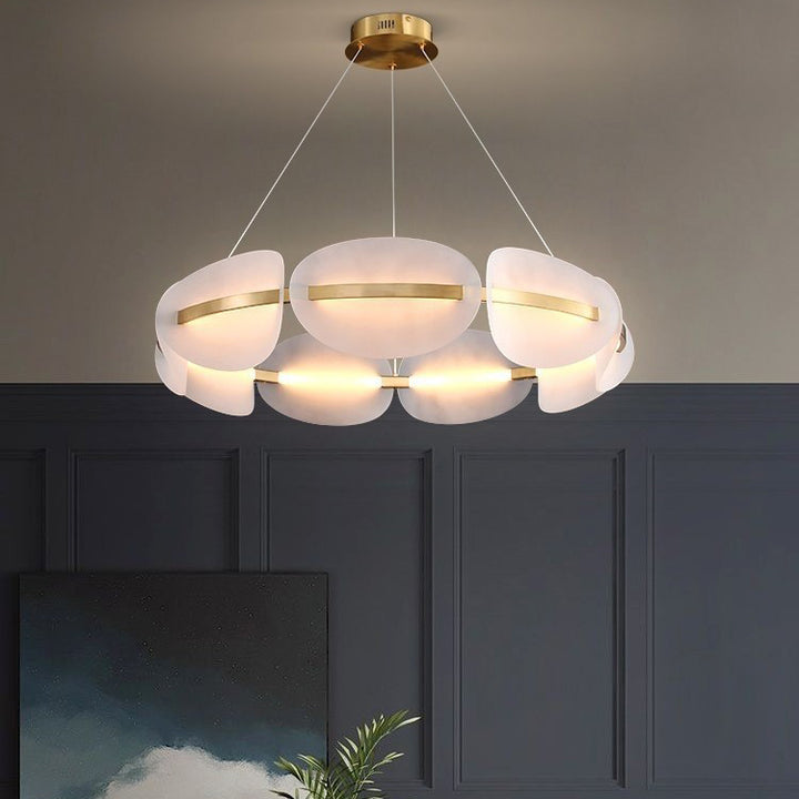 Lustre LED en fer acrylique rond minimaliste moderne pour chambre 