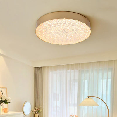 Modern Light Luxury Simple Wrought Iron Round LED Flush Mount Ceiling Light