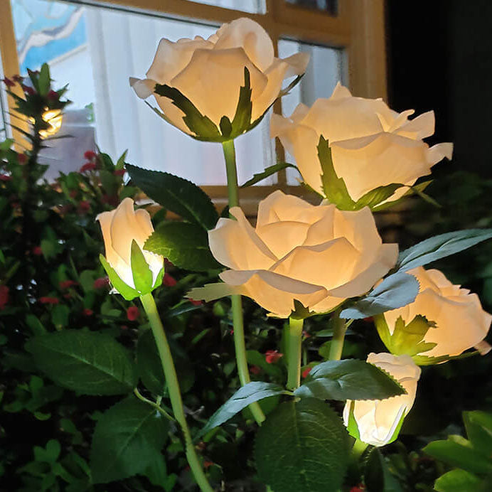 Solar Simple Silk Rose LED Outdoor Lawn Decorative Ground Plug Light