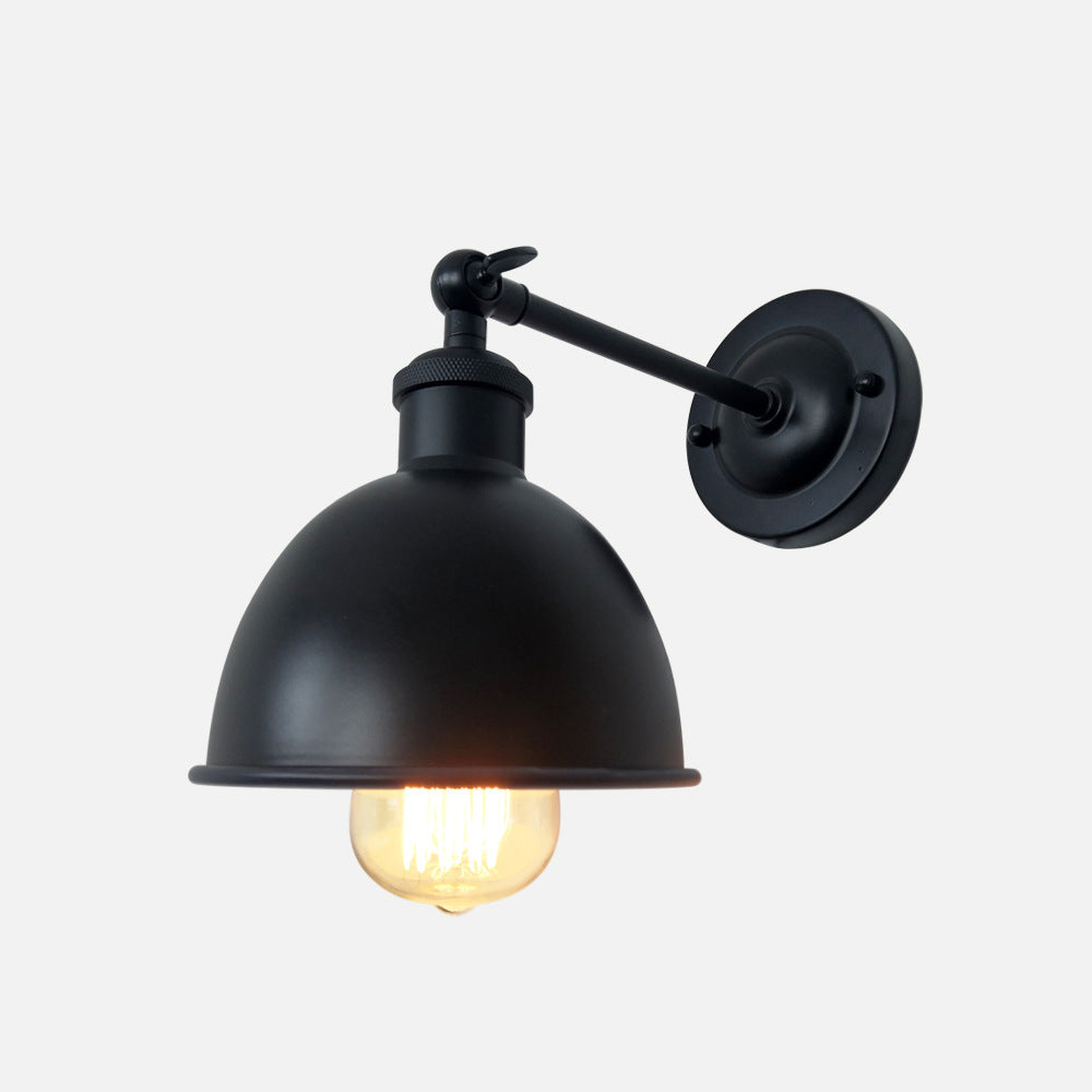 Zeitgenössische industrielle Eisen halbrunde Schatten Rocker Arm 1-Licht Wandleuchte Lampe für Wohnzimmer 