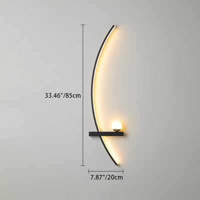 Lámpara de Aplique de Pared LED de Hierro Silicona Esférica Rectangular Larga Curvada Minimalista Moderna Para Dormitorio 