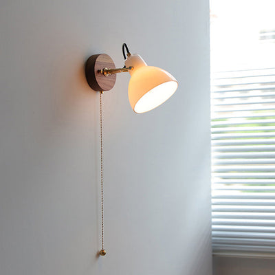 Applique murale en laiton avec verre rond à fil tiré japonais traditionnel 1 lumière pour chambre 