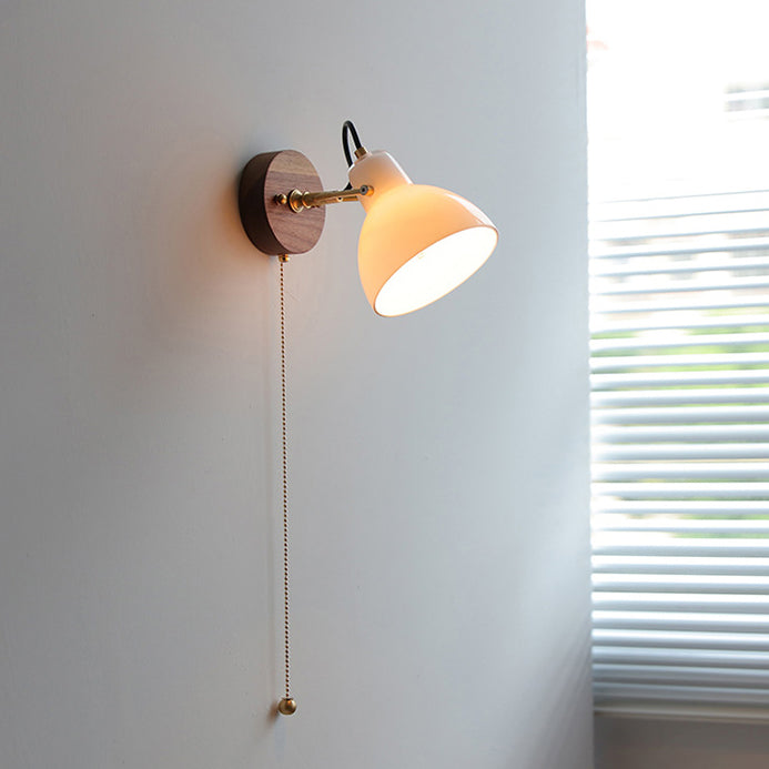 Applique murale en laiton avec verre rond à fil tiré japonais traditionnel 1 lumière pour chambre 