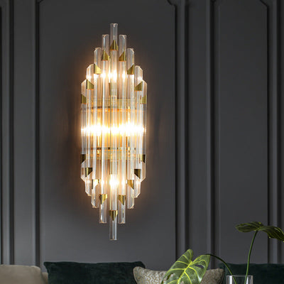 Zeitgenössische Luxus Streifen Hardware Kristall 2/4 Licht Wandleuchte Lampe für Wohnzimmer 