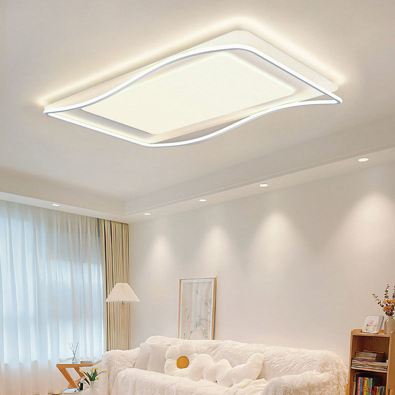 Plafonnier LED en fer carré rond créatif contemporain en PVC pour salon 