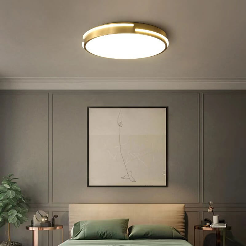Lumière moderne de luxe ronde en cuivre acrylique LED plafonnier encastré 