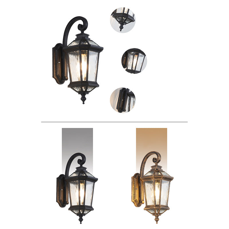 Lampe murale à un feu en cylindre octogonal en verre d&