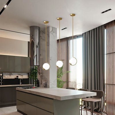 Boule de Verre Nordique Contemporaine Fer Suspension Luminaire 1-Lumière Pour Salon 