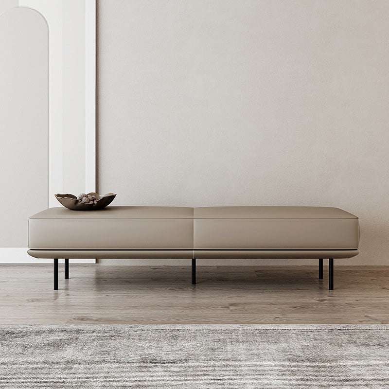 Modern Minimalist Rectangular Microfiber Leather Plywood Steel Sponge End Of The Bed Low Stool Backless For Bedroom