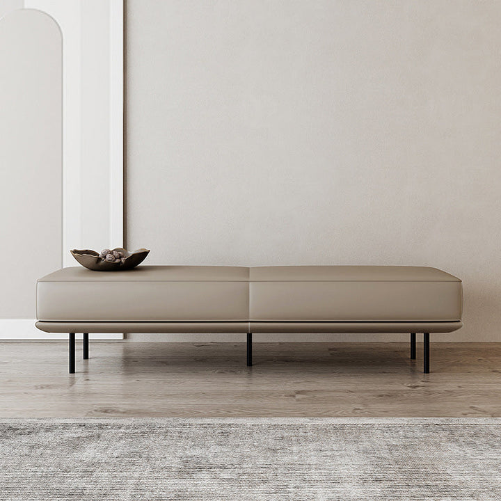 Modern Minimalist Rectangular Microfiber Leather Plywood Steel Sponge End Of The Bed Low Stool Backless For Bedroom