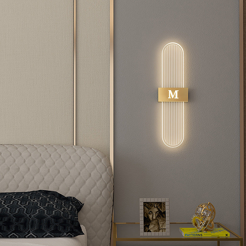 Applique murale LED moderne de luxe en fer acrylique elliptique pour salon 