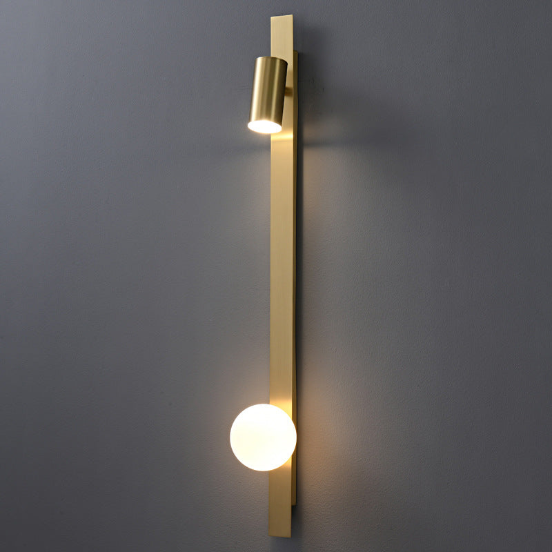 Moderne minimalistische Streifen Runde Ball Messing Glas LED Wandleuchte Lampe für Schlafzimmer 
