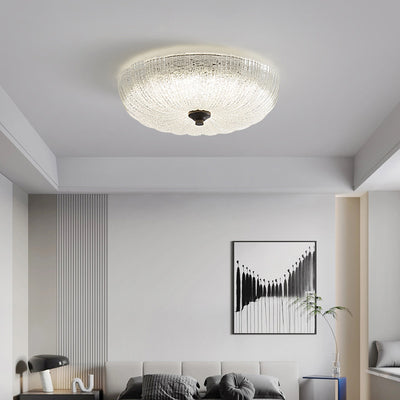 Plafonnier LED rond en verre de cuivre à montage affleurant pour chambre à coucher - Simplicité moderne 
