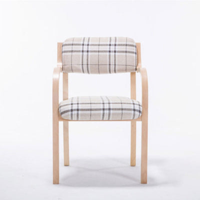 Chaise de salle à manger contemporaine en bois nordique, tissu coton lin, cuir, velours, éponge, dossier carré, accoudoir pour salle à manger 
