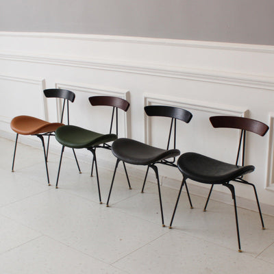 Chaise de salle à manger contemporaine en fourmi industrielle, bois, armature en cuir, tissu, éponge avec dossier pour salle à manger 