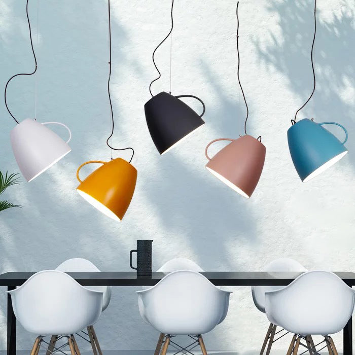 Contemporary Nordic Cup Shape Aluminum 1-Light Pendant Light For Living Room