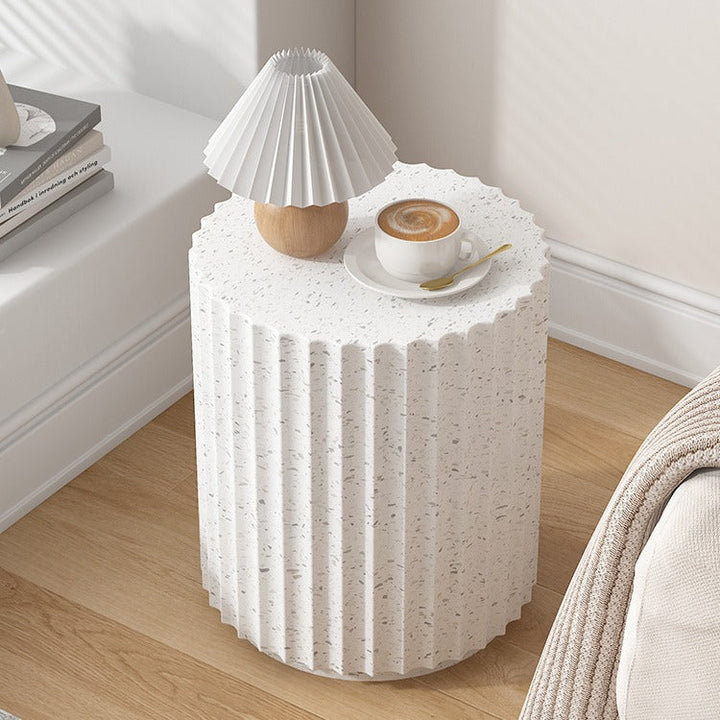 Moderner minimalistischer Couchtisch aus Magnesiumoxidplatte mit zylinderförmigem Wellendesign, 1 Ebene, für das Wohnzimmer 