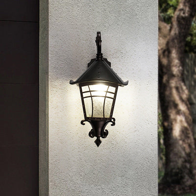 Applique murale 1 lumière en aluminium étanche traditionnel européen avec cône en verre pour patio extérieur 