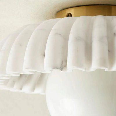 Modern Luxury Imitation Marble Flower-Shaped 1-Light Semi-Flush Mount Ceiling Light