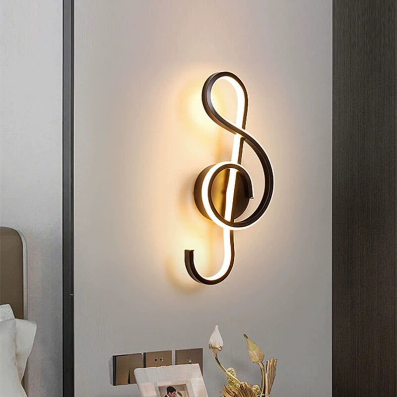 Abat-jour en Silicone souple avec Note de musique, Art déco moderne, applique murale LED pour chambre à coucher 