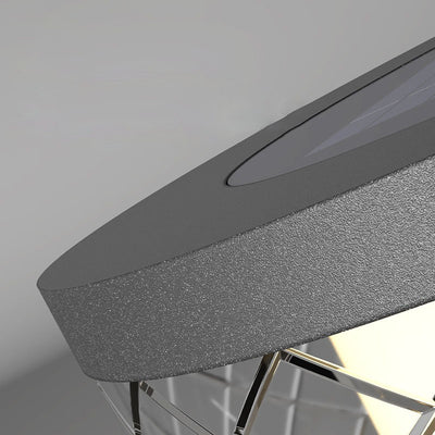 ضوء حديقة خارجي LED دائري يعمل بالطاقة الشمسية من الفولاذ المقاوم للصدأ بتصميم بسيط وحديث 