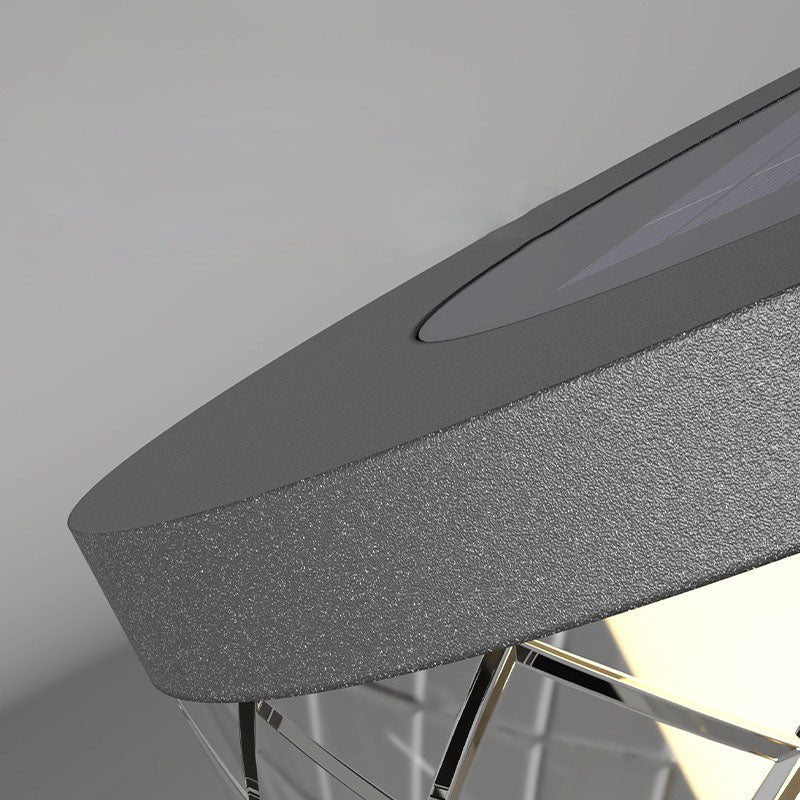 ضوء حديقة خارجي LED دائري يعمل بالطاقة الشمسية من الفولاذ المقاوم للصدأ بتصميم بسيط وحديث 