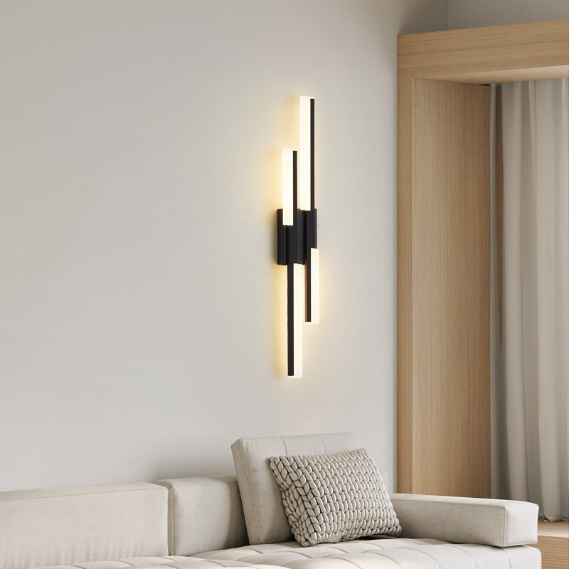 Moderne minimalistische vertikale Bar Acryl Eisen LED Wandleuchte Lampe für Wohnzimmer 