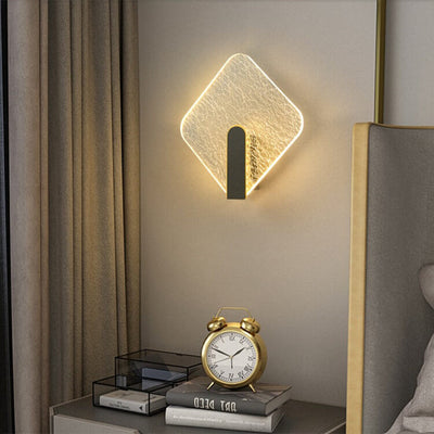 Modern Simplicity Geometry Crackle Acrylic Round Shade LED Wall Sconce Lamp For Bedroom