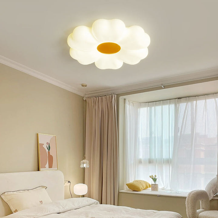 Contemporary Creative Flower Shape PE Iron LED Flush Mount Ceiling Light for Bedroom