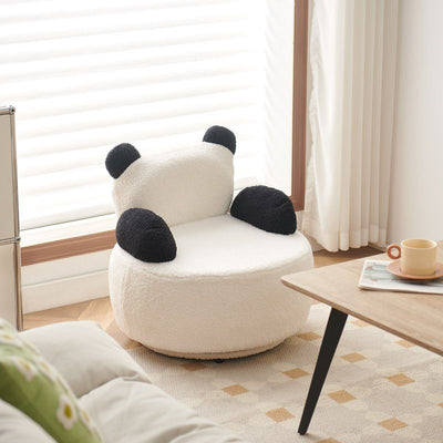 Coussin Rond Ours Créatif Contemporain en Laine d'Agneau Chaise d'Appoint en Bois Massif Dossier Accoudoir Pour Salon 