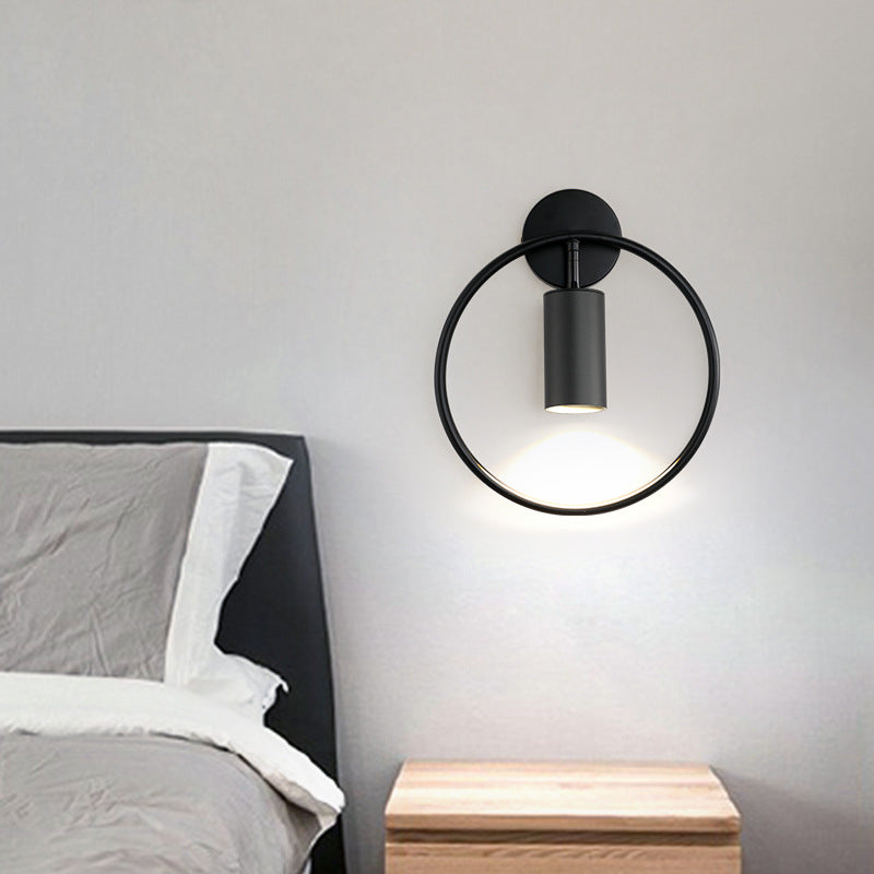 Applique murale moderne simplicité en fer cercle cylindre 1 lumière pour chevet 