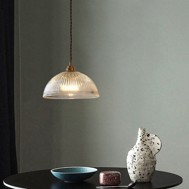 Modern Minimalist Clear Brass Glass Dome Pot Lid 1-Light Pendant Light