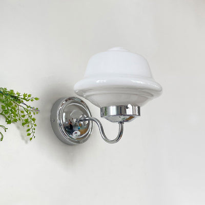 Zeitgenössische Retro Runde Wolken Eisen Glas 1-Licht Wandleuchte Lampe für Schlafzimmer 