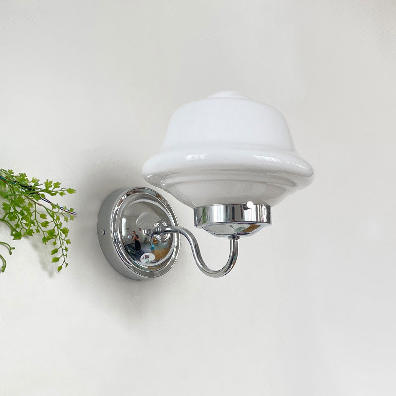 Zeitgenössische Retro Runde Wolken Eisen Glas 1-Licht Wandleuchte Lampe für Schlafzimmer 