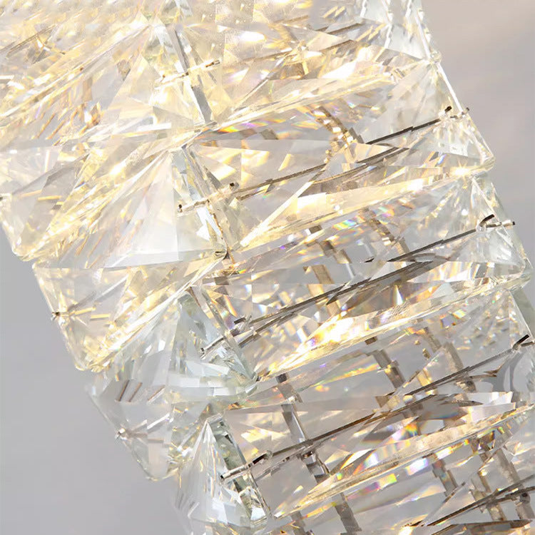 Contemporary Luxury Crystal Cuboid Hardware LED Semi-Flush Mount Ceiling Light For Living Room