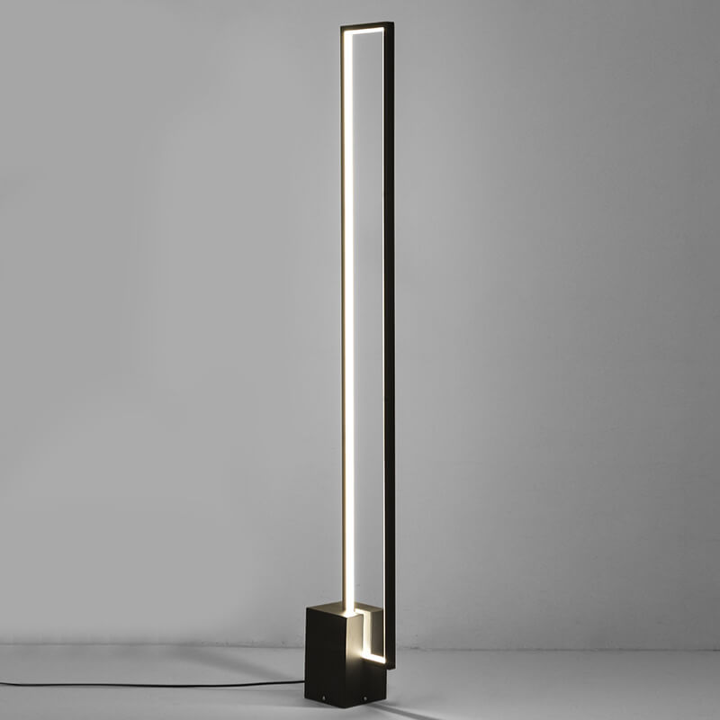 Nordic Minimalist Iron Frame Aluminum Rectangle LED Standing Floor Lamp