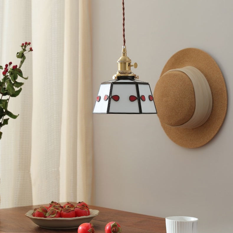 Zeitgenössische Kreative Glas Messing Polygon 1-Licht Pendelleuchte für Esszimmer 