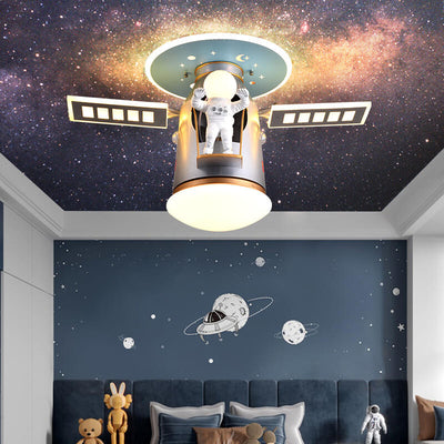 Creative Simplicity Spaceman Astronaut LED Kids Flush Mount Ceiling Light