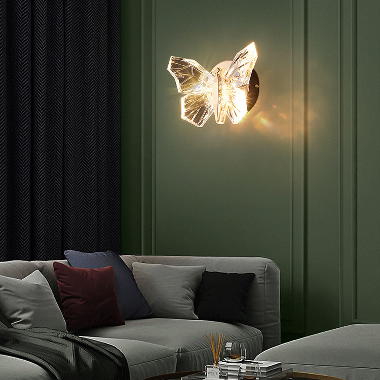 Zeitgenössische kreative Schmetterling Hardware Aluminium Acryl LED Wandleuchte Lampe für Wohnzimmer 