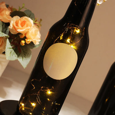 European Creative Fabric Cone Glass Wine Bottle LED Decoration Table Lamp